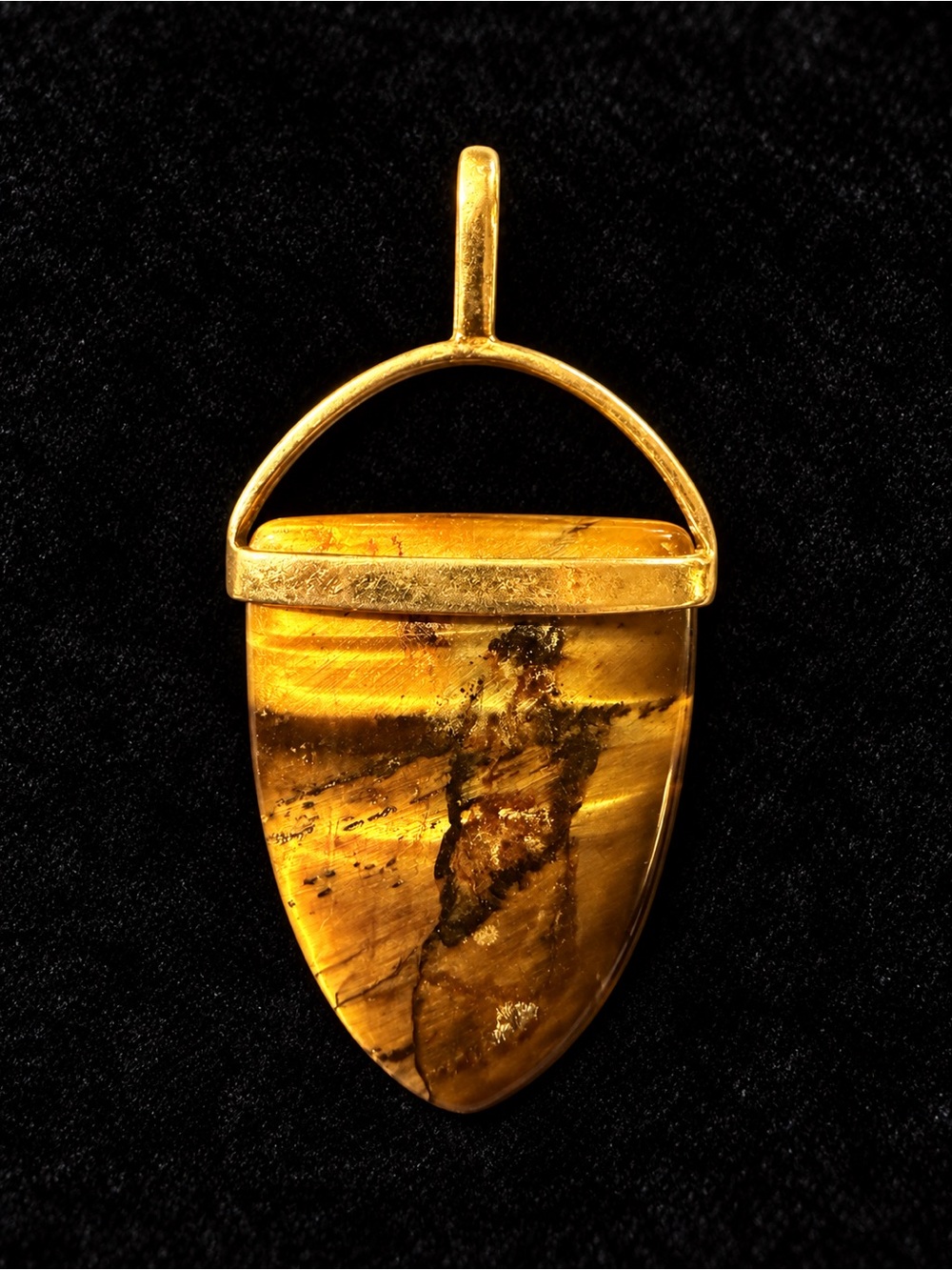Tiger's Eye Pendant set in Gold Necklace